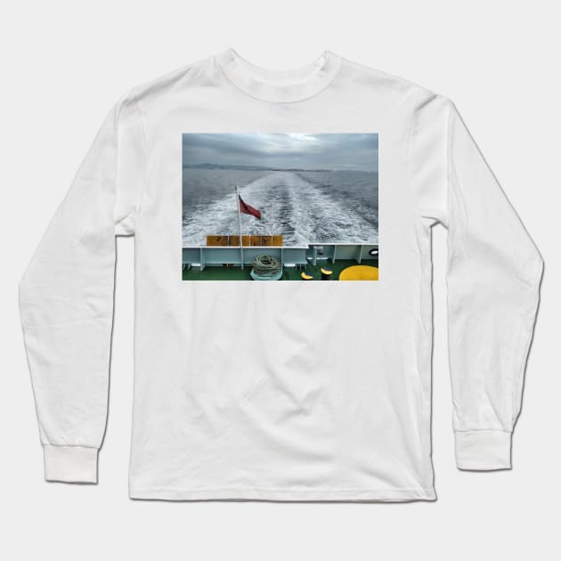 Heading away from Ardrossan en route to the Isle of Arran, Scotland Long Sleeve T-Shirt by richflintphoto